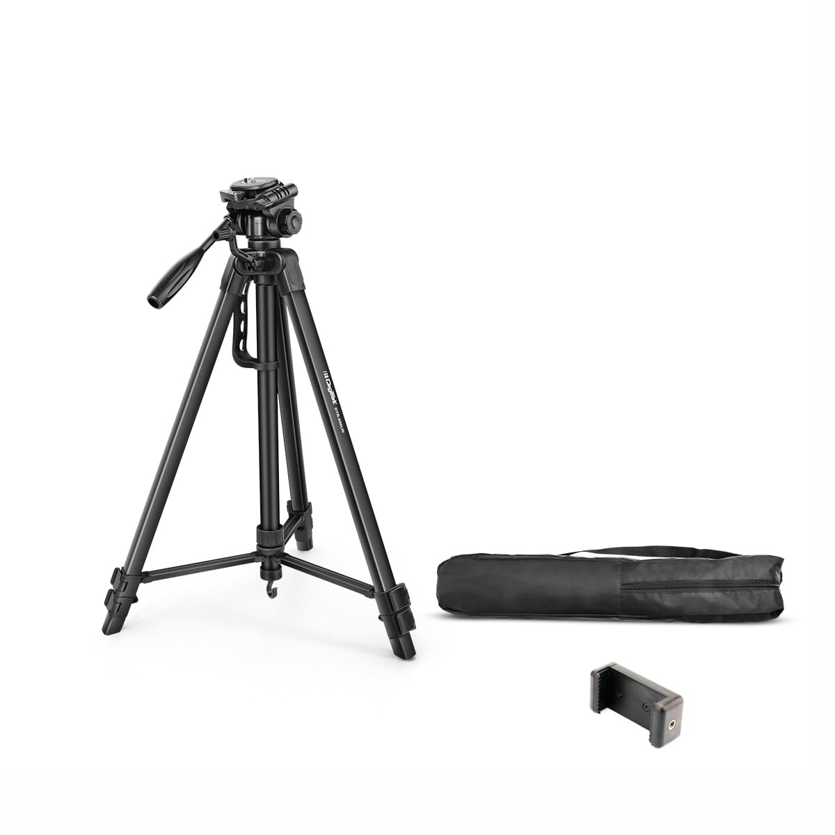 DIGITEK (DTR 550 LW) 67 Inch Foldable Tripod Stand with Phone Holder & 360° Ball Head, 5kg Load Capacity, Aluminum Alloy Legs with Rubberized Feet & Flip Locks, Carry Bag, for Photo & Video Shoots
