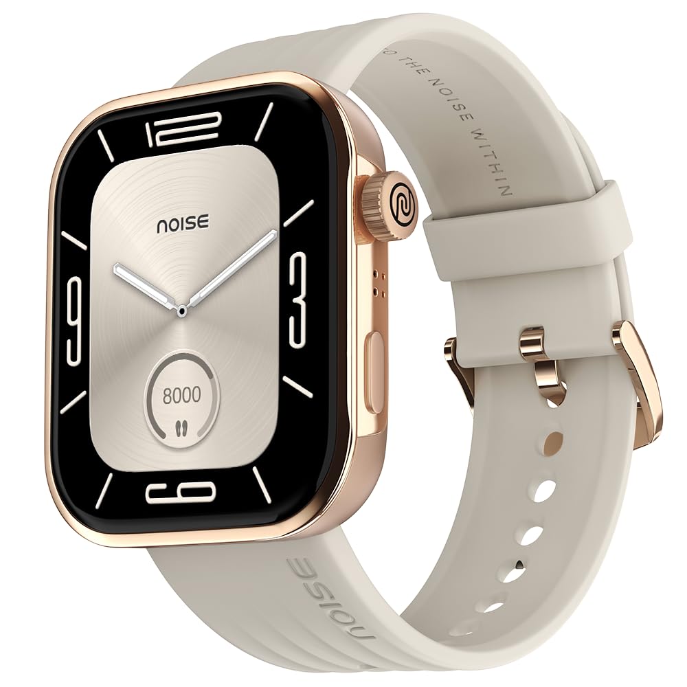 Noise Colorfit Pro 5 Smart Watch 1.85" AMOLED Display, BT Calling, New DIY Watch Faces, Smart Dock Design, Emergency SOS Tech, Emoji Support, 5X Faster Data Transfer, Instacharge?? (Starlight Gold)