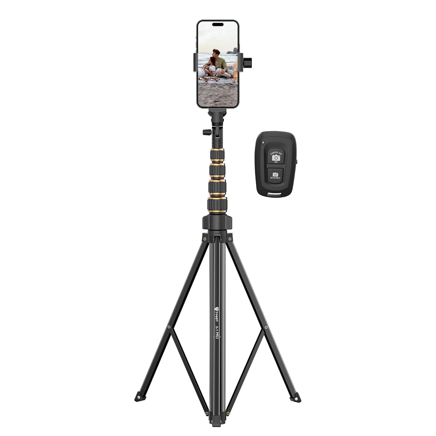 Tygot X-1 PRO 78-Inches (200cm) Aluminium Tripod with Bluetooth Remote, Mobile Holder, Phone Stand for Ring Light, GoPro & Camera, Light Stand for Video Recording, Shooting, Streaming, Reels, YouTube