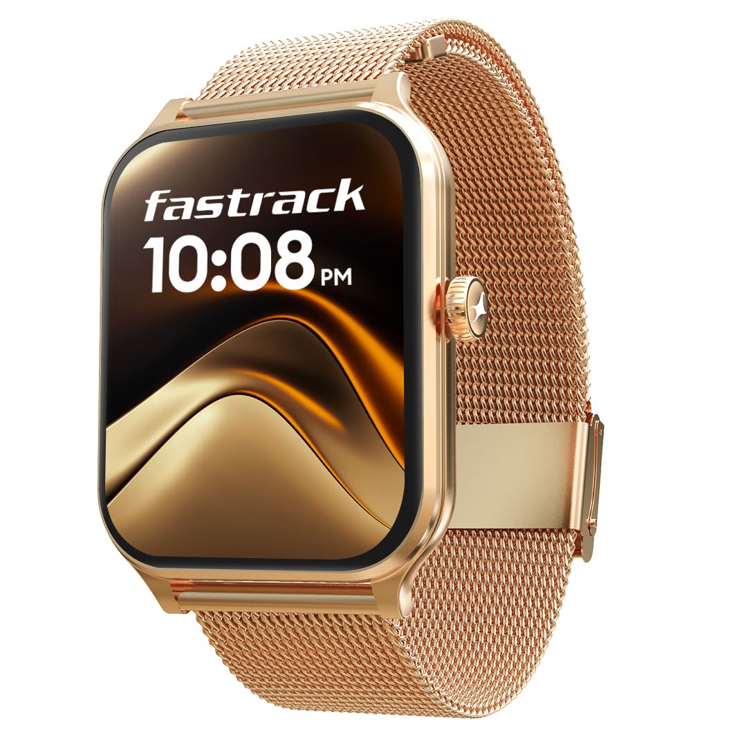 Fastrack New Limitless Classic|Large 1.91" Super UltraVU Display|Functional Crown|Highest 320x385 Pixel Resolution|SingleSync BT Calling|100+ Sports Modes|Metal Case Premium Smartwatch - Rose Gold